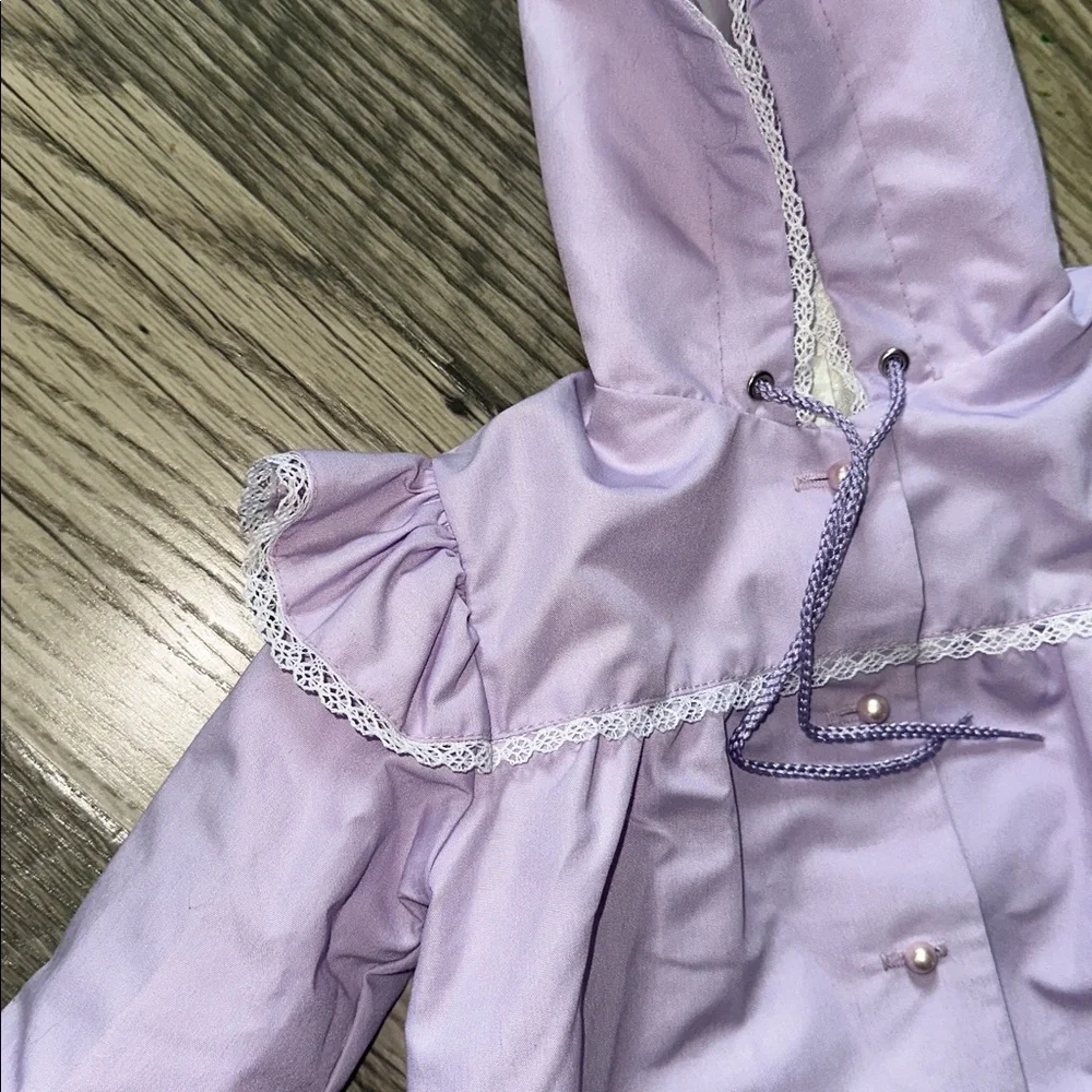 Weather tamer Vintage Lavender lace trim Hooded Jacket girls size 12‎ months